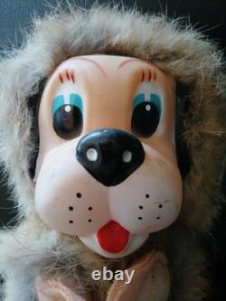 Vintage Rubber Face Dog Stuffed Animal PLUSH FIGURE TOY PET HAPPY SITTING