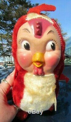 Vintage Rubber Face Plush 12 Red Chicken Rooster Bear Rushton Gund Columbia