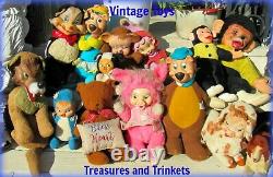 Vintage Rubber Face Plush Bunny Rabbit Pink Yellow Teddy Bear Toy Rushton Gund