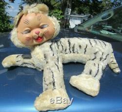 Vintage Rubber Face Plush Happy Rare Kitty Cat Timely Toy Big Tiger Gund Rushton