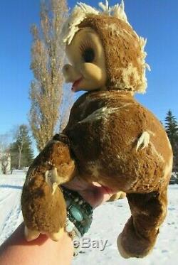 Vintage Rubber Face Plush Rushton Tag Happy Horse Spotted Brown 1950's Bear Pony