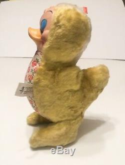 Vintage Rubber Plastic Face Duck Chick Stuffed Plush Toy