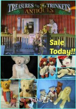 Vintage Rubber Plastic Face Plush Rabbit Bear Toy Cloth Doll Rare Gund Rushton