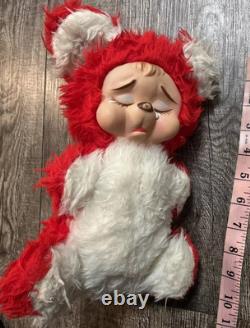 Vintage Rushton Bear Rubber Face Red Crying Bear Sad 10 Plush Stuffed Animal