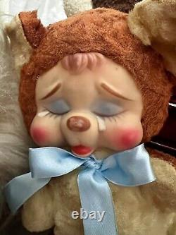 Vintage Rushton Bear Rubber Face Red Crying Bear Sad 9 Plush Stuffed Animal Toy