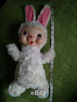 Vintage Rushton Bunny Rabbit Rubber Vinyl Face Stuffed Animal Plush 1950's toy