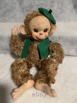 Vintage Rushton Chico the Monkey Rubber Face Stuffed Animal Plush 1950's