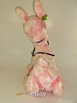 Vintage Rushton Plush Anthropomorphic Rubber Face Tickled Pink Resting Reindeer