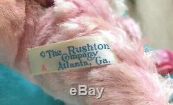 Vintage Rushton Rubber Face Faced Pink Plush Bunny Rabbit w Easter Egg & Tag HTF