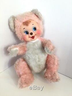 Vintage Rushton Rubber Face Lt. Pink bear plush Rare 18 TALL
