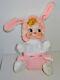 Vintage Rushton Rubber Face Plush Baby Easter Bunny Rabbit W Diaper Pin, Tag Htf