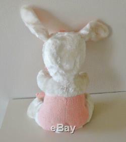 Vintage Rushton Rubber Face Plush Baby Easter Bunny Rabbit w Diaper Pin, Tag HTF