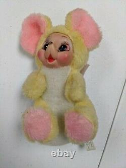 Vintage Rushton Rubber Face Plush Mouse Stuffed Animal Doll