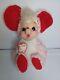 Vintage Rushton Rubber Face Plush Mouse Stuffed Animal Red & White Spotted Rare