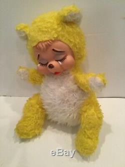 Vintage Rushton Rubber Face Plush Pouting Sad Crying Teddy Bear Toy
