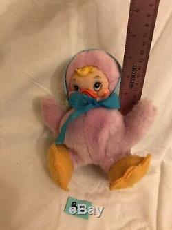 Vintage Rushton Rubber Plastic Face Duck Chick Stuffed Plush Toy Easter Baby