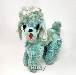 Vintage Rushton Star Creation Blue Poodle Puppy Dog Stuffed Animal Plush Antique