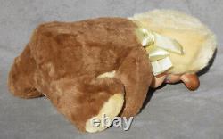Vintage Sleeping Sad TEDDY BEAR 13 Plush Stuffed Animal Rubber Face RUSHTON Era