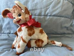 Vintage Star Creations Rushton Rubber Face Plush Spotted Cow Stuffed Animal Toy