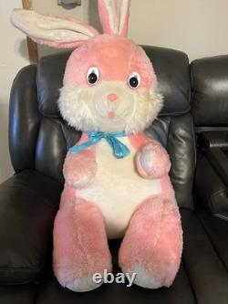Vintage Superior Toy & Novelty 36 PINK Bunny Rabbit Plush Stuffed Animal HTF