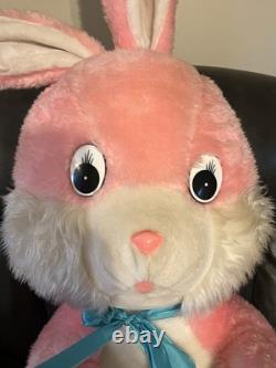 Vintage Superior Toy & Novelty 36 PINK Bunny Rabbit Plush Stuffed Animal HTF