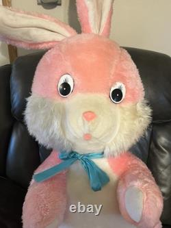 Vintage Superior Toy & Novelty 36 PINK Bunny Rabbit Plush Stuffed Animal HTF