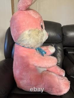 Vintage Superior Toy & Novelty 36 PINK Bunny Rabbit Plush Stuffed Animal HTF