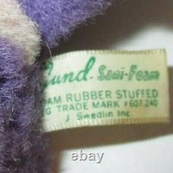 Vintage Sweden Gund 12 Stuffed Plush Toy Purple Rubber Face Cow Not Rushton