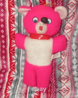 Vintage Teddy Bear Plush Hot Pink & White Panda Stuffed Carnival Moray Toy 12