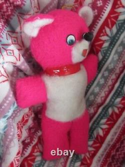 Vintage Teddy Bear Plush Hot Pink & White Panda Stuffed Carnival Moray Toy 12