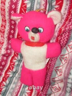 Vintage Teddy Bear Plush Hot Pink & White Panda Stuffed Carnival Moray Toy 12