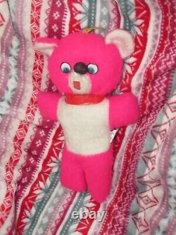 Vintage Teddy Bear Plush Hot Pink & White Panda Stuffed Carnival Moray Toy 12