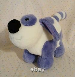 Vintage White Purple Spots Puppy Dog Stuffed Animal Plush 9 Striped Tail
