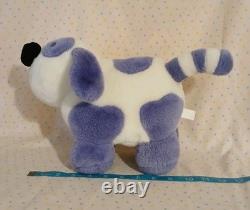 Vintage White Purple Spots Puppy Dog Stuffed Animal Plush 9 Striped Tail