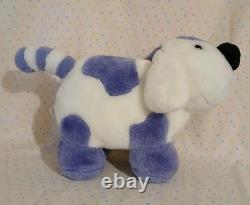 Vintage White Purple Spots Puppy Dog Stuffed Animal Plush 9 Striped Tail