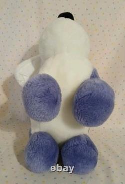 Vintage White Purple Spots Puppy Dog Stuffed Animal Plush 9 Striped Tail