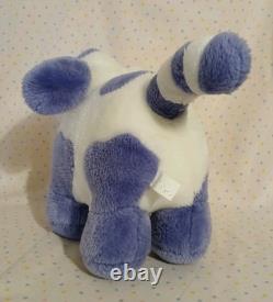 Vintage White Purple Spots Puppy Dog Stuffed Animal Plush 9 Striped Tail