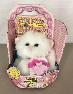 Vintage in BOX Kitty Kitty Kittens Plush White Cat Blue Eyes & Locket 1994 Tyco