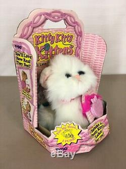 Vintage in BOX Kitty Kitty Kittens Plush White Cat Blue Eyes & Locket 1994 Tyco