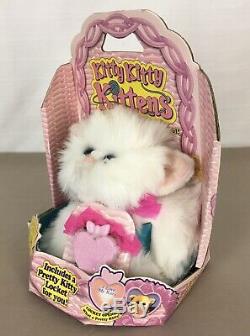 Vintage in BOX Kitty Kitty Kittens Plush White Cat Blue Eyes & Locket 1994 Tyco