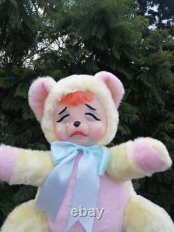 Vintage rubber face plush crying bear 13.5 (rushton style)