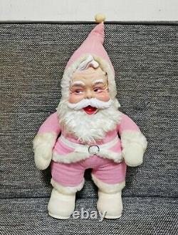 Vintage stuffed pink Santa Claus Plush Rubber Face rushton doll 18