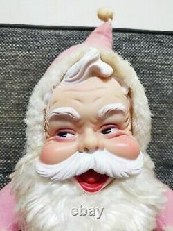 Vintage stuffed pink Santa Claus Plush Rubber Face rushton doll 18