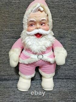 Vintage stuffed pink Santa Claus Plush Rubber Face rushton doll 18