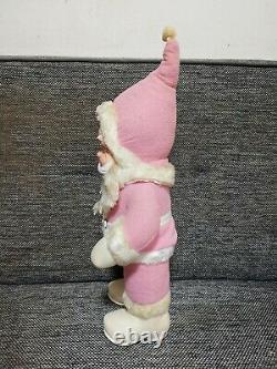 Vintage stuffed pink Santa Claus Plush Rubber Face rushton doll 18