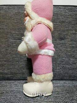 Vintage stuffed pink Santa Claus Plush Rubber Face rushton doll 18