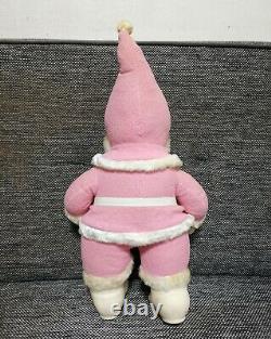 Vintage stuffed pink Santa Claus Plush Rubber Face rushton doll 18