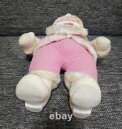 Vintage stuffed pink Santa Claus Plush Rubber Face rushton doll 18