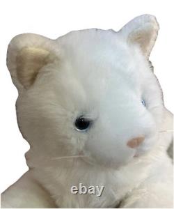 Vtg Douglas LITTLE CUDDLERS White Plush Cat Stuffed Animal Blue Eyes 1990 Rare