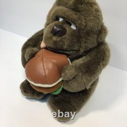 Vtg EMBRACE Gorilla Holding Hamburger Plush Monkey Ape Stuffed Animal HTF